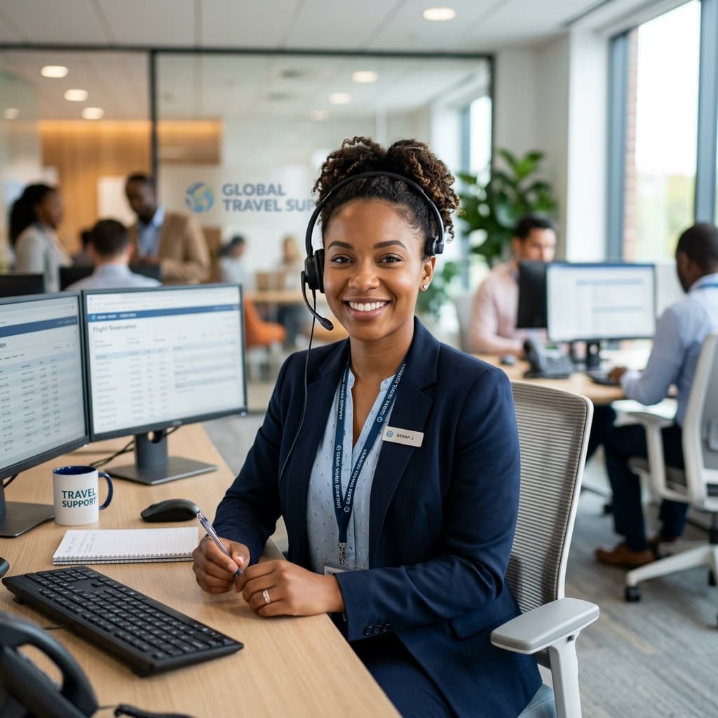 EaseATrip support specialist helping a traveller
